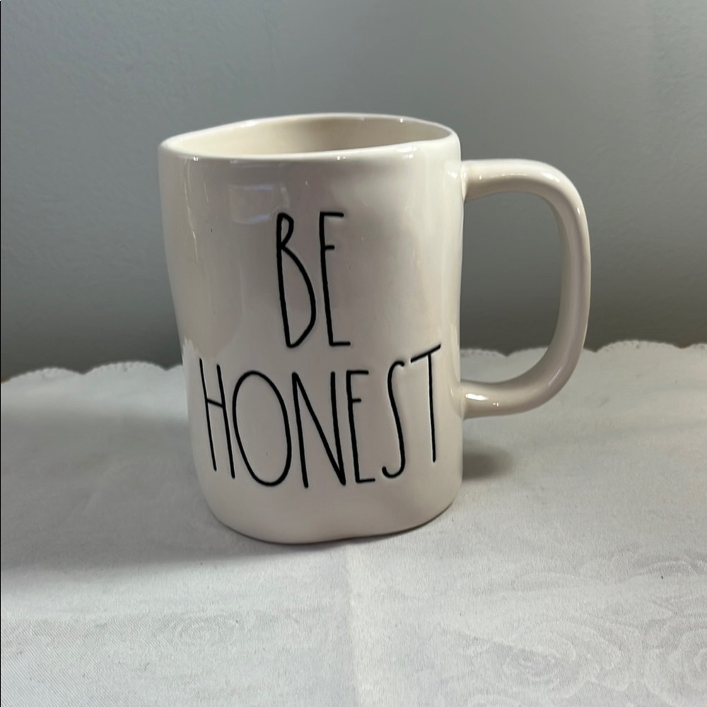 Rae Dunn White and Black Ceramic Mug Be Honest